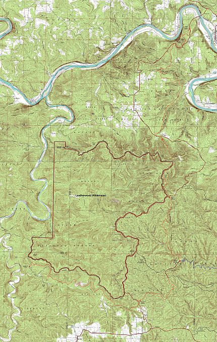 OT Sylamore Section area topographic map with trail at 1:24,000 scale